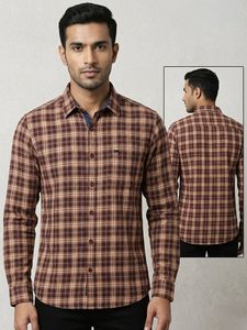 Indian Terrain Men's Plaid Long Sleeve Shirt