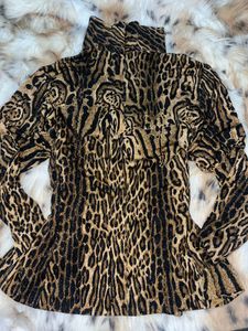 RARE Y2K Vintage Animal Print Mock Neck Top