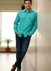 Stylish Men's Teal Casual Shirt