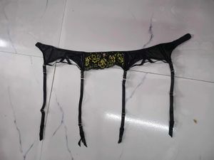 Sheer Black Garter Stockings with Lace Trim(1400)