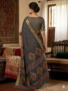 Elegant Charcoal Grey Art Silk Saree with Traditio