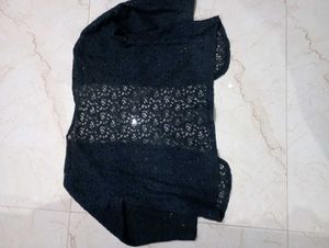 Beautiful Rose Pattern Black Fancy Shrug