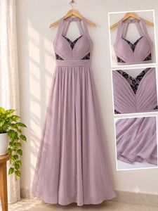 Elegant Lavender Halter Neck Gown