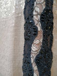 Halter neck sleek beige sequinned gown