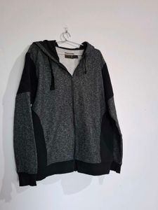 Men's Grey &amp; Black Zip-Up Hoodie