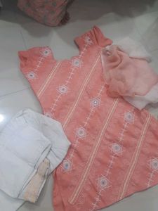 Elegant Peach Kurta Set with Dupatta