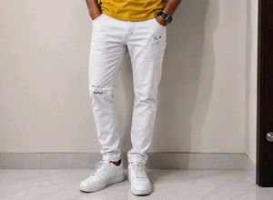 Men's White Slim Fit Jeans