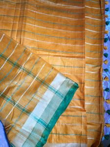 Elegant Orange Checked Saree