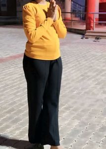 Yellow Crew Neck with Black Polka Dots