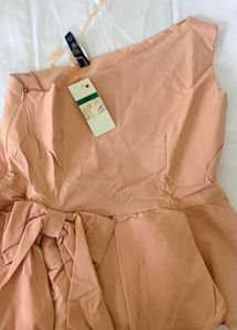 Chic One-Shoulder Peach Dress