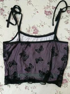 Whimsical Butterfly Mesh Crop Top