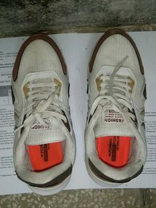 Stylish White & Brown Sneakers