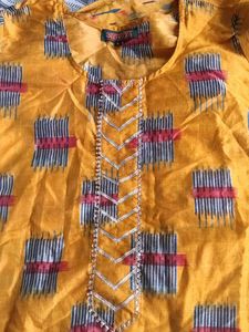 Yellow Printed Kurta