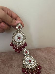 Exquisite Red Stone Jhumka Earrings