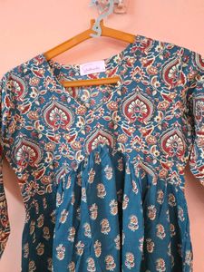 Teal blue beautiful Print Kurta
