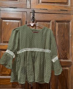 Olive Green Sheer Top