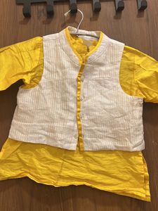Beautiful Yellow Kurta Pajama Sadri Set 💛