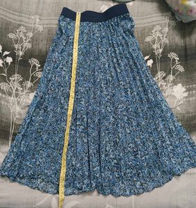 Fairy blue Floral Pleated Skirt