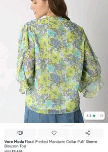 Vero Moda Floral Print Ruffle Sleeve Top