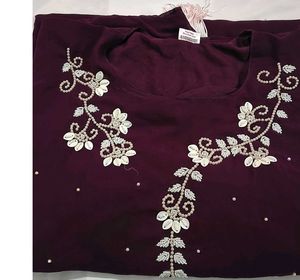 Elegant Purple Embellished Kaftan Gown