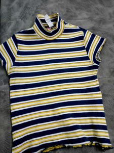 Striped Mock Neck Top