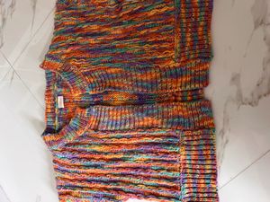 multicoloured cardigan sweater
