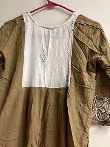 white &amp; Tan colour kurta