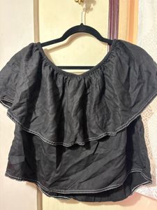 Chic Black Off-Shoulder Ruffle Top