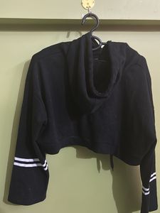 Black Cropped Hoodie with "A" Logo