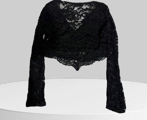 Black Lace Long Sleeve Top