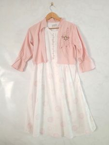 Pink Kurti Type Stylewith Overcoat