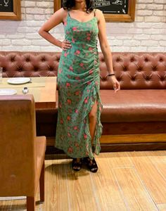 Floral Print Ruched Midi Dress
