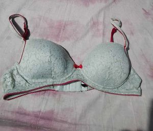 White Lace Bra with Pink Trim
