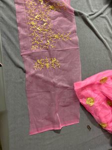 Pink Embroidered Lehenga Choli Material