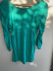 Teal V-Neck Ruched Top