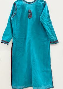Turquoise Blue Embroidered Kurta