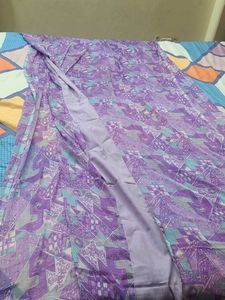 Purple Geometric Print Saree