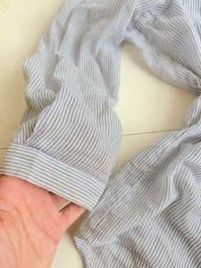 Striped Casual Button-Up Tunic Top