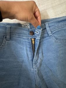 Light Wash Denim Frayed Hem Shorts