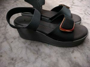 Black Wedge Heel Sandals