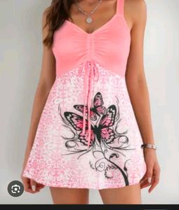 Pink Butterfly Print Dress