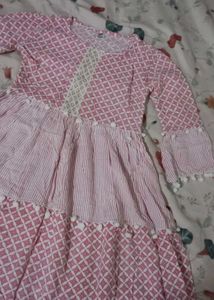 Pink Patterned Tiered Dress