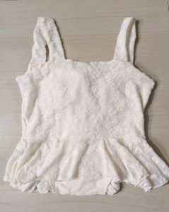 Cream Lace Peplum Top