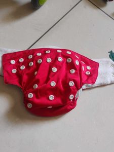 Red Cloth Diaper with Snaps