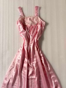 Elegant Pink Satin Nightgown Set