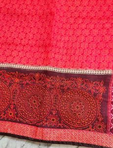 Red Floral embroidery Saree