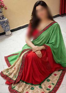 Green & Red Embroidered Saree