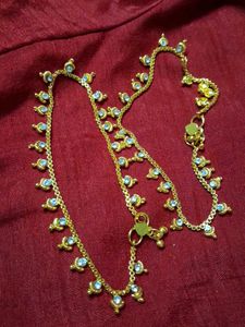 Elegant Gold Anklets with Stones