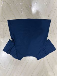 Stylish Navy Blue Button Detail Top