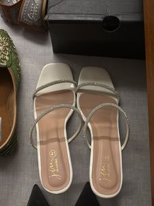 Women's White Sparkly Strap Sandals